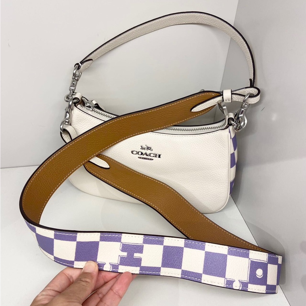 Coach Silver/Light Violet /Chalk Teri Shoulder Bag With Checkerboard Print CR103 - Picture 6 of 9